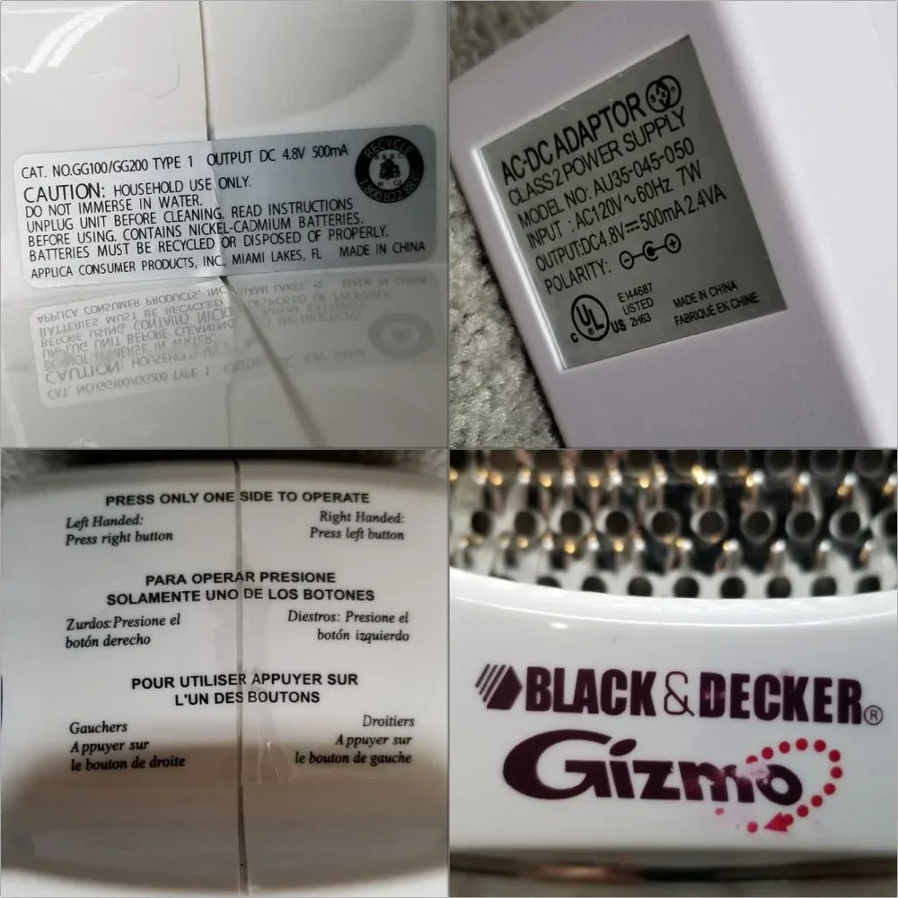 Black Decker Gizmo Automatic Grater GG100 White Cordless